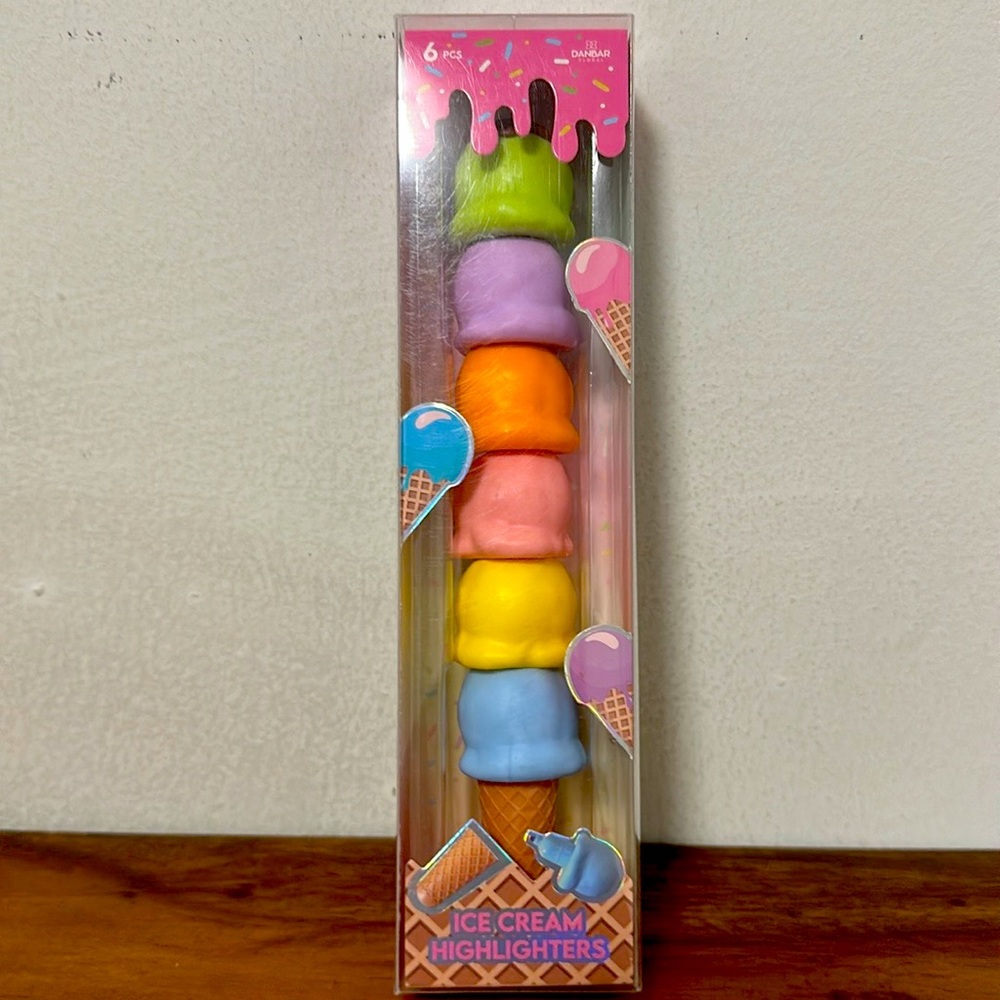 Six (6) Piece Ice Cream Highlighters - Danbar Global Florescent Neon Markers